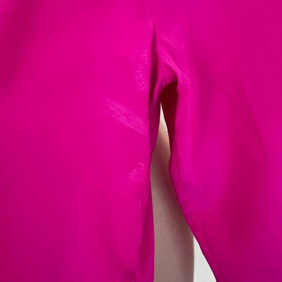Lilly Pulitzer Leslie Silk Top Blouse Raz Berry Hot Pink Strappy Cutout Back L - Picture 14 of 14